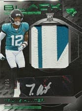 Travis Hunter 2025 Panini Black Rookie Signature Materials card