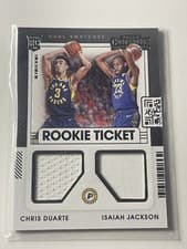 Chris Duarte, Isaiah Jackson 2021 Panini Contenders Rookie Ticket Dual Swatches card
