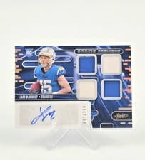2024 Panini Absolute Rookie Premiere Materials Autographs Ladd McConkey #RPMA-LMY card