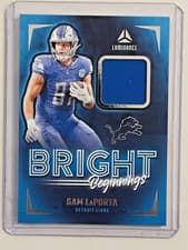 Sam LaPorta 2024 Panini Luminance Bright Beginnings Relics card