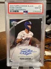 2024 Topps Chrome Black Ivory Autographs Evan Carter #CPA-EC card