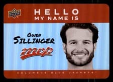 2025-26 Upper Deck MVP Hello My Name Is Stickers Owen Sillinger #HNI-3 card