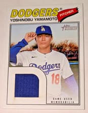 Yoshinobu Yamamoto 2026 Topps Heritage Real One Relics card