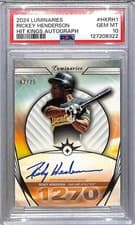 2024 Topps Luminaries Hit Kings Autographs Rickey Henderson #HK-RH1 card