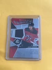 Jack Hughes 2021 SP Game Used Authentic Fabrics card
