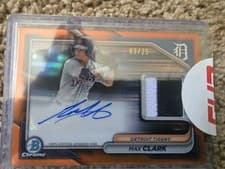 2024 Bowman Chrome Autograph Relics Chrome Refractor Max Clark #BCAR-MC card
