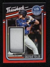 Brayden Taylor 2026 Panini Stars and Stripes Prizm USA Throwback Materials card