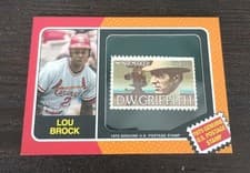 2024 Topps Heritage 1975 Us Postal Stamp Relics Lou Brock #75US-LB card