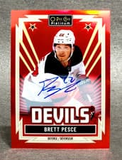 2025-26 O-Pee-Chee Platinum Retro Red Auto Brett Pesce #R-36 card