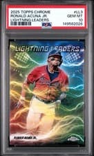 Ronald Acuna Jr. 2025 Topps Chrome Lightning Leaders card