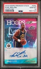 Karl Malone 2019 Panini Hoops Premium Stock Hoops Ink card