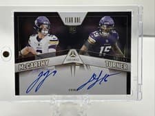 Dallas Turner / J.J. McCarthy 2024 Panini Luminance Year One Dual Signatures card