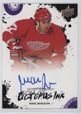 2025-26 Upper Deck Detroit Red Wings Centennial Octopus Ink Inscriptions Marc Bergevin "1st DET Goal #OI-MB card