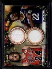 2025-26 Topps Holiday Dual Player Relics Noa Essengue / Derik Queen #DPR-NE card