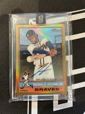 2025 Topps Heritage Chrome Autographs Ronald Acuña Jr. #BCA-RA card