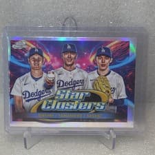 Shohei Ohtani / Roki Sasaki / Yoshinobu Yamamoto 2025 Topps Cosmic Chrome Triple Star Clusters card