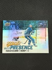 Macklin Celebrini 2025 Upper Deck MVP Net Presence card