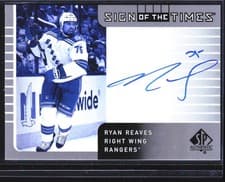 Ryan Reaves 2021 SP Authentic 2001-02 Retro Sign of the Times card