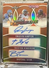 2025 Leaf Vivid Triple Exposure Omarion Hampton / TreVeyon Henderson / Bhayshul Tuten #TE-6 card