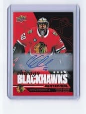 2025-26 Upper Deck Chicago Blackhawks Centennial Red Hot Autos Corey Crawford #59 card