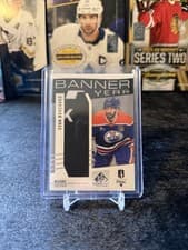 Evan Bouchard 2025 SP Game Used Stanley Cup Finals Banner Year Relic card