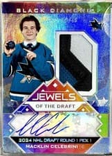 Macklin Celebrini 2024-25 Upper Deck Black Diamond Jewels of the Draft Rookies card