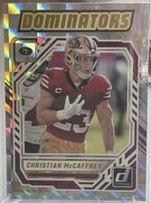 2025 Panini Donruss Dominators Christian McCaffrey #DOM-CMY card