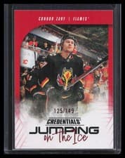 Connor Zary 2024-25 Upper Deck Credentials Jumping on the Ice card
