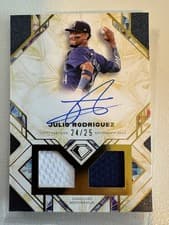 2025 Topps Diamond Icons Single Player Dual Autographed Relics Julio Rodríguez #SPDRA-JRO card