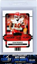 Isiah Pacheco 2022 Panini Contenders Rookie of the Year card