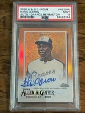 Hank Aaron 2020 Topps Allen & Ginter Chrome Autographs card