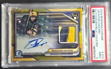 2024 Bowman Chrome Autograph Relics Chrome Refractor Jackson Chourio #BCAR-JCH card