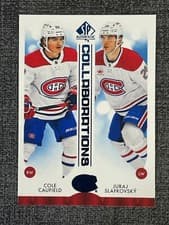 Cole Caufield / Juraj Slafkovsky 2023 SP Authentic Collaborations card