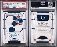 2025 Panini National Treasures Rookie Material Signatures RPS Triple Riley Leonard #14 card