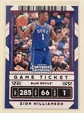 Zion Williamson 2020 Panini Contenders Draft Picks card
