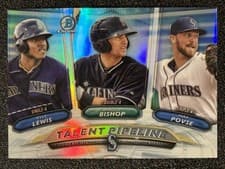 Max Povse, Kyle Lewis, Braden Bishop 2018 Bowman Talent Pipeline Chrome card