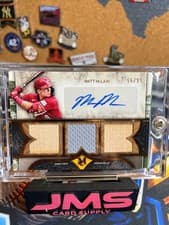 2025 Topps Museum Collection Single Player Signature Swatches Triple Relic Autographs Matt McLain #SPTRA-MM card
