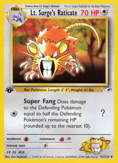 2000 Gym Heroes Lt. Surge's Raticate #51
