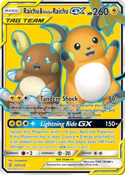 Raichu & Alolan Raichu-GX Unified Minds card