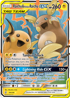 Raichu & Alolan Raichu-GX Unified Minds card