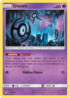 Unown Lost Thunder card