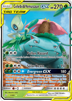 Celebi & Venusaur-GX Team Up card