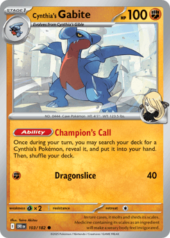 Cynthia's Gabite Destined Rivals card