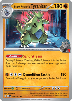 2025 Destined Rivals Team Rocket's Tyranitar #96
