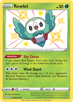 Rowlet Shining Fates Shiny Vault card