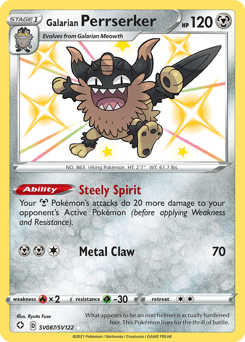 Galarian Perrserker Shining Fates Shiny Vault card