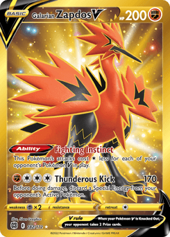 Galarian Zapdos V Brilliant Stars card