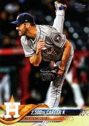 2018 Topps Update Base Set 2, 500th Career K #US89 card