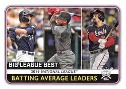 2020 Topps Big League Base Set 2019 National League Batting Average Leaders (Christian Yelich / Ketel Marte / Anthony Rendon) #250 card