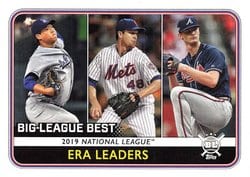 2020 Topps Big League Base Set 2019 National League ERA Leaders (Hyun-Jin Ryu / Jacob deGrom / Mike Soroka) #254 card